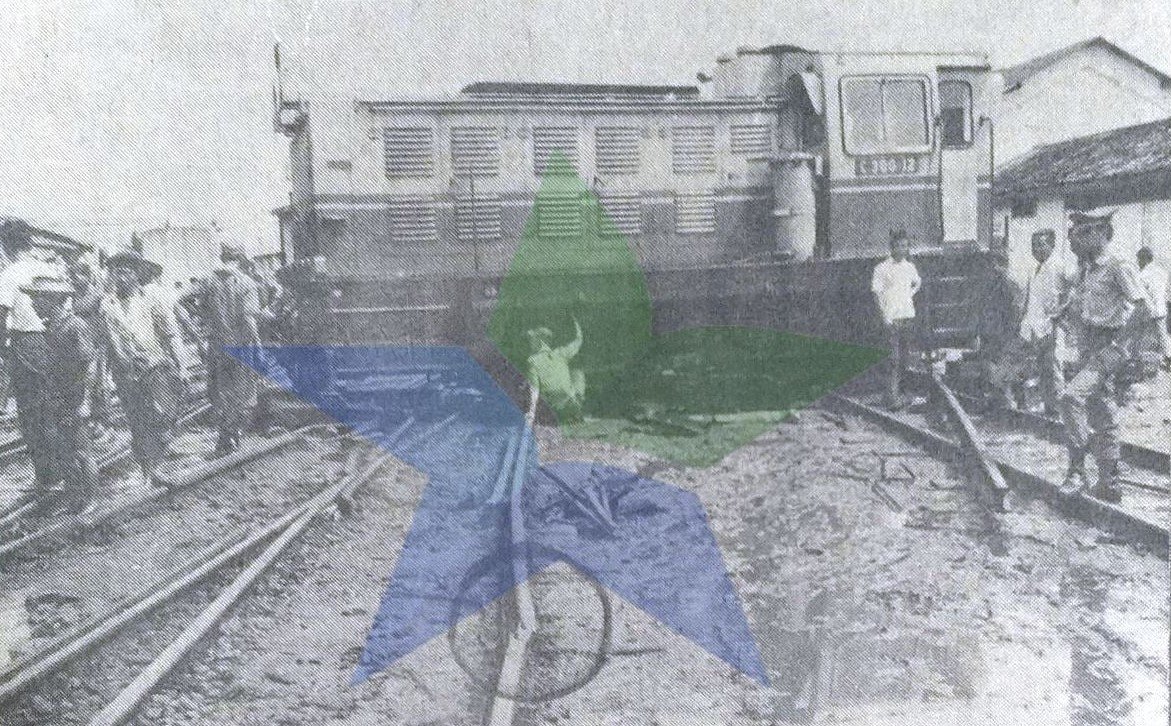 Lokomotif C300 12 derailed at Tanah Abang Station in February 1973
