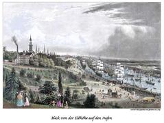 View of the harbor from Elbhöhe in 1840