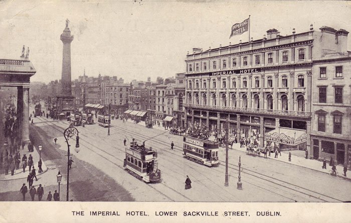 Vintage postcard of Imperial Hotel and Cleary's department store on Lower Sackville Street Dublin before 1916 Easter Rising