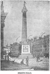 Nelson's Pillar monument in Dublin, 1835 historical image