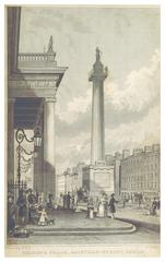 Historic view of Nelson's Pillar on Sackville Street, Dublin in 1837