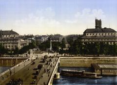 Historical view of Place du Chatelet in Paris, France around 1890-1900