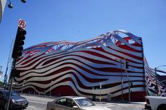 Petersen Automotive Museum exterior on Wilshire Boulevard in Los Angeles California
