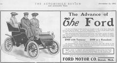 1903 Ford automobile advertisement titled The Advance of The Ford
