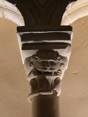 Sculpted capitals inside Musée Saint Rémi in Reims