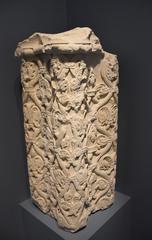 Decorative colonnette with interlaced designs at Musée Saint Rémi in Reims