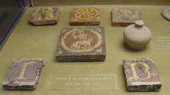 Glazed terracotta floor tiles at Musée Saint Rém in Reims