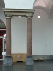 Shipping crates in the entrance hall of K21 art collection, Düsseldorf, September 2024