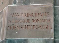 Plaque of Via Principalis main street in Strasbourg from Roman Empire era