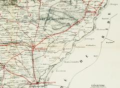 Detail map of Roman roads between Strasbourg and Seltz from Morlet's 1861 Bas-Rhin department map showing ancient cities Argentoratum, Brocomagus, and Saletio with probable and hypothetical routes