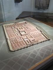 Model of Roman town Argentoratum 4th century in Strasbourg museum with Ill river flowing southeast