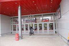 Rostokino station on the Moscow Central Circle with a modern train departing
