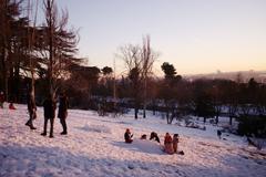 Scenic view of Parque del Oeste in Madrid with trees and sunny sky