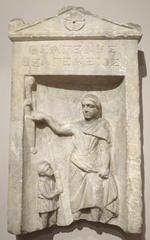 Stela of Theagenes marble sculpture circa 200-100 BCE Greek Byzantium Dayton Art Institute