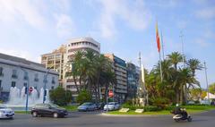 Alicante Plaza Puerta del Mar with historic architecture and outdoor cafe seating
