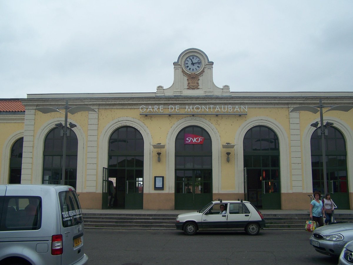 Front view of Montauban train station in Tarn-et-Garonne, Midi-Pyrénées, France