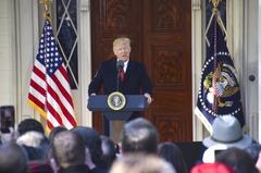 President Trump delivering speech at the Hermitage