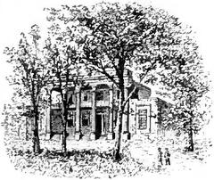 Drawing of Andrew Jackson's retirement home The Hermitage in Nashville Tennessee