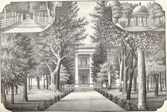 Etching of the Hermitage, President Andrew Jackson's home in Tennessee