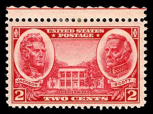 Stamp depicting the Hermitage plantation, home of President Andrew Jackson