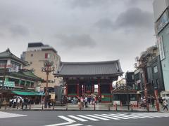 Kaminarimon Gate at Asakusa, Tokyo with blue sky background