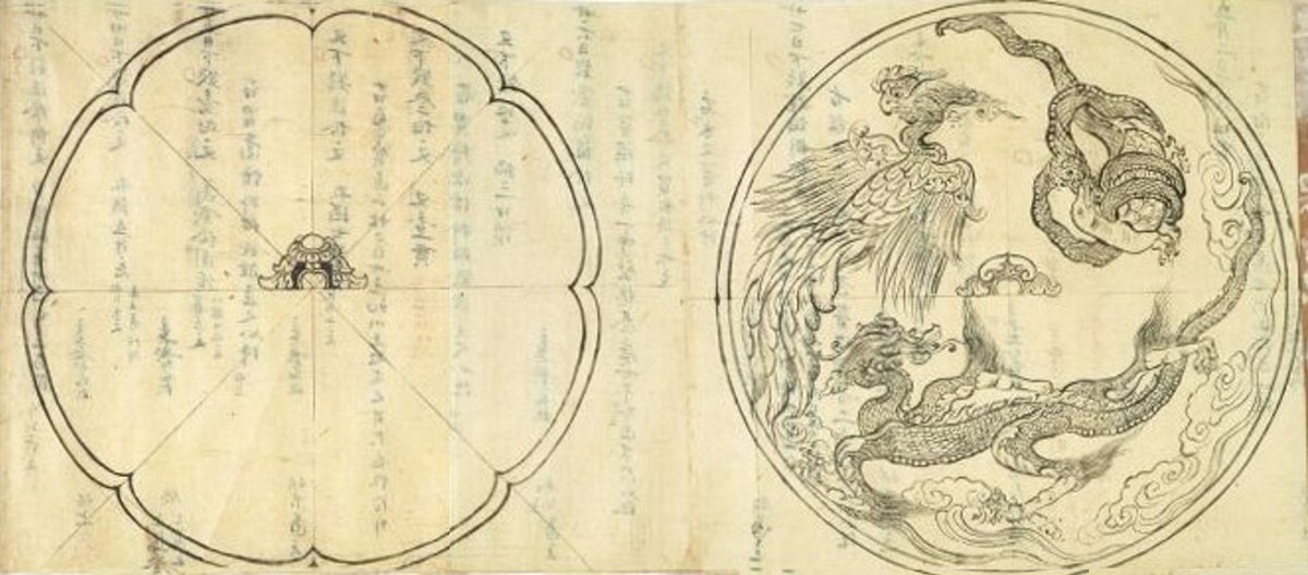 Artistic sketch for a mirror depicting front and back views