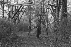 150 gallows installed in Haagse Zuiderpark as protest against abolition of BKR regulation, 1986