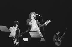 Mick Jagger performing live at Rolling Stones concert in Zuiderpark, The Hague, 1976