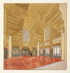Perspective view of Dinan train station building in Brittany, France