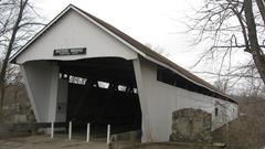 Southern portal and eastern side of Potter's Covered Bridge spanning the White River near Noblesville, Indiana