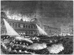 Evening scene of the Nations Square in Brussels on May 19, 1880, during the Wiener Maennergesangs-Verein event