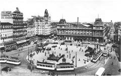 View of Rogiersplein square with Brussels North railway station in the background
