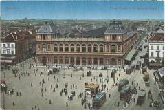 Postcard of Rogier Square and Brussels North Station