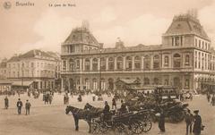 Vintage postcard of Ancienne Gare du Nord in Brussels around 1910