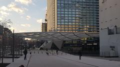 Place Rogier in Brussels Belgium with modern buildings and tram tracks