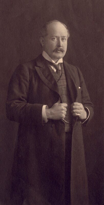 Portrait of Sir Lionel Henry Cust, art historian and Director of the National Portrait Gallery, in sepia tone from 1905