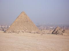 The Pyramids of Giza under blue sky in Egypt