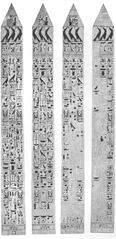 The four sides of Cleopatra's Needle obelisk in New York City