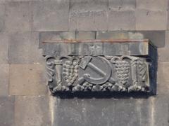 Close-up view of the sword held by the Mother Armenia Monument in Yerevan, Armenia