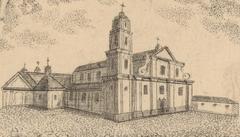 Vilnia city street named Rudnickaja with the Church of All Saints and Carmelite Monastery