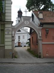 Gate of the Church of St Batholomew in Vilnius with intricate architectural details