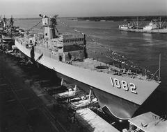 USS Elmer Montgomery DE-1082 destroyer escort ship at Avondale Shipyard in 1970