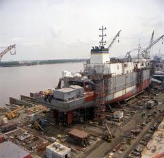 Military Sealift Command surveying ship WATERS T-AGS-45 at 70 percent completion during construction in Avondale Louisiana