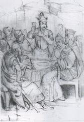Anastas Jovanović drawing Kosovo Dinner at the Museum of the City of Belgrade