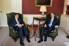 U.S. Treasury Secretary Jack Lew meeting UK Chancellor Phillip Hammond at No. 11 Downing Street London July 2016