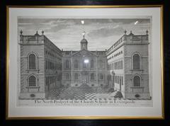 Engraving of Bluecoat Hospital in 1718 by H. Hulsberg after J. Mollineux