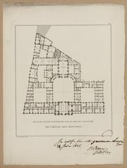 Architectural plan and elevation of Hôtel des Monnaies in Paris from 18th century, showing detailed mezzanine floor layout