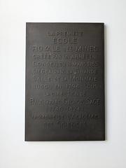Commemorative plaque of the first Royal School of Mines established in 1783 in Paris