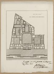 18th century etching plan of the caves under Hôtel des Monnaies in Paris by anonymous engraver and Jacques-Denis Antoine