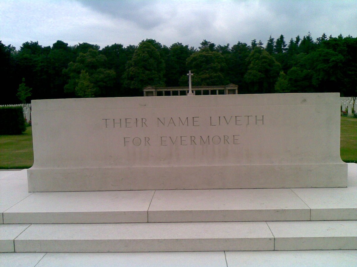 Altar stone with inscription at Rheinberg War Cemetery